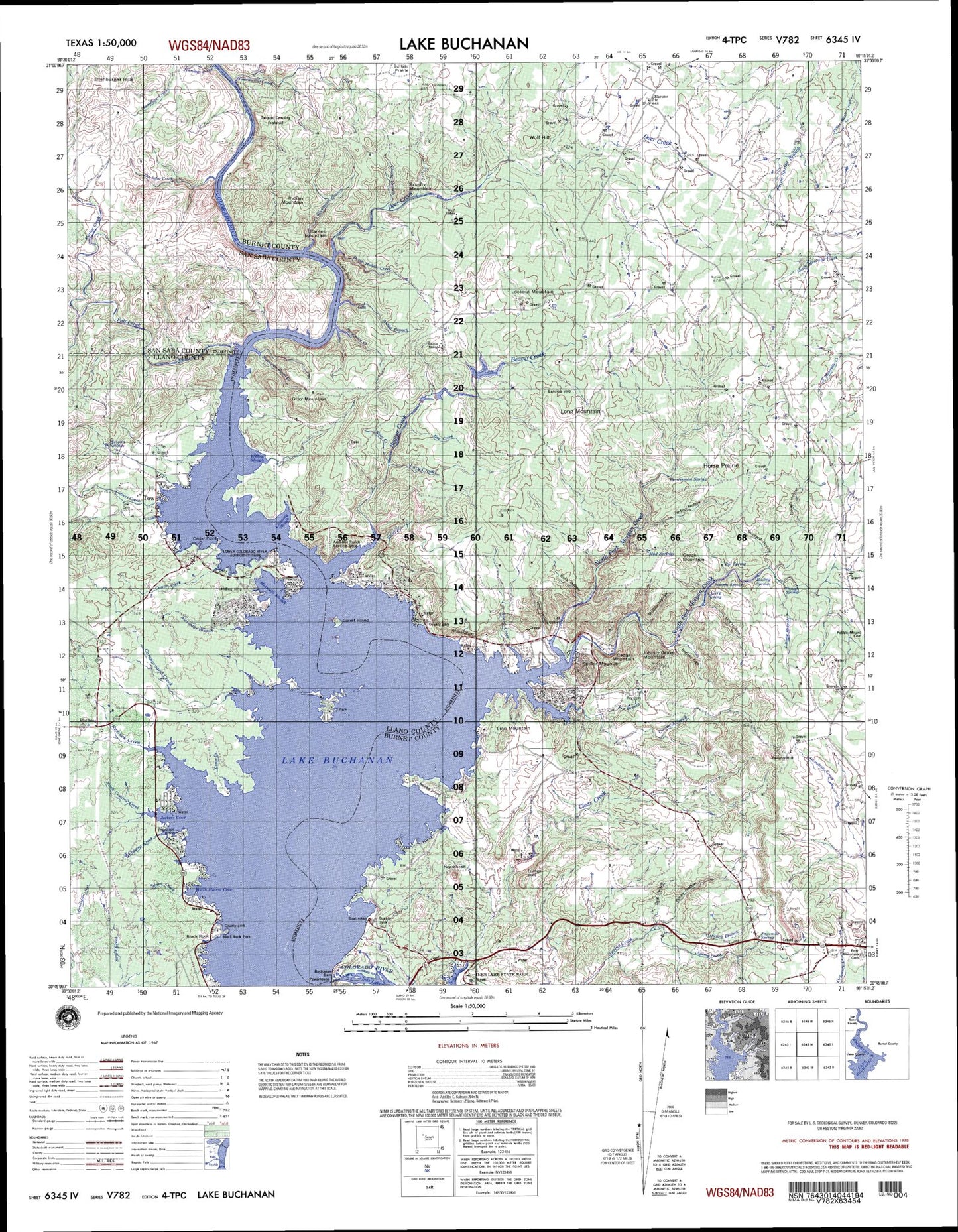 Blind Pass Texas Military 1:50,000 Map