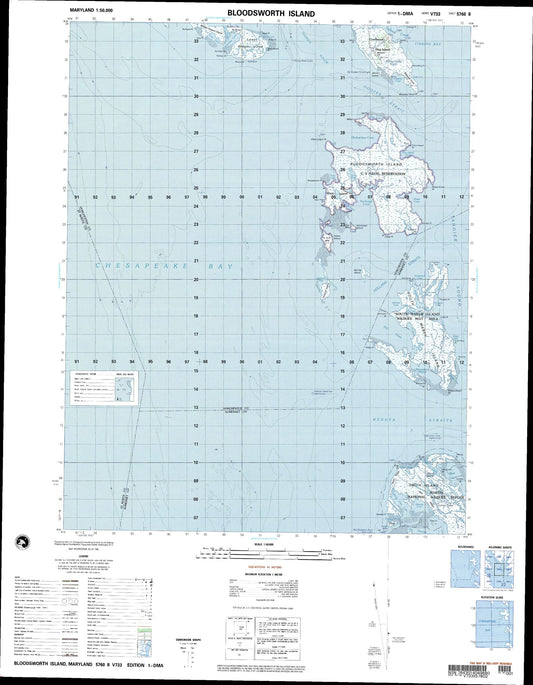 Bloodsworth Island Maryland Military 1:50,000 Map