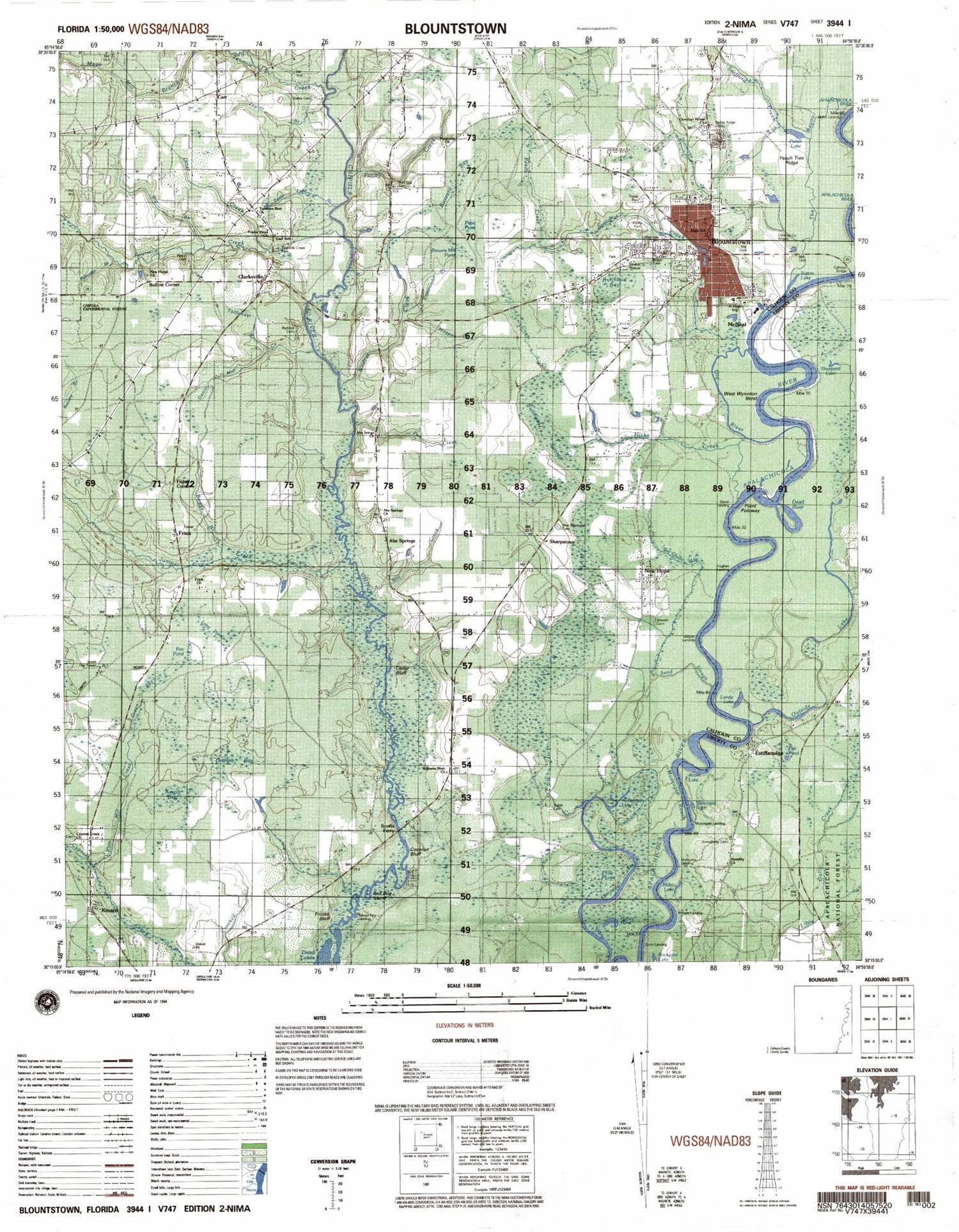 Blountstown Florida Military 1:50,000 Map