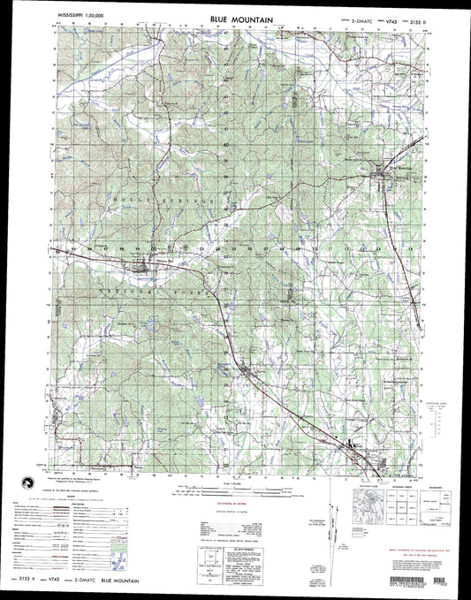 Blue Mountain Mississippi Military 1:50,000 Map