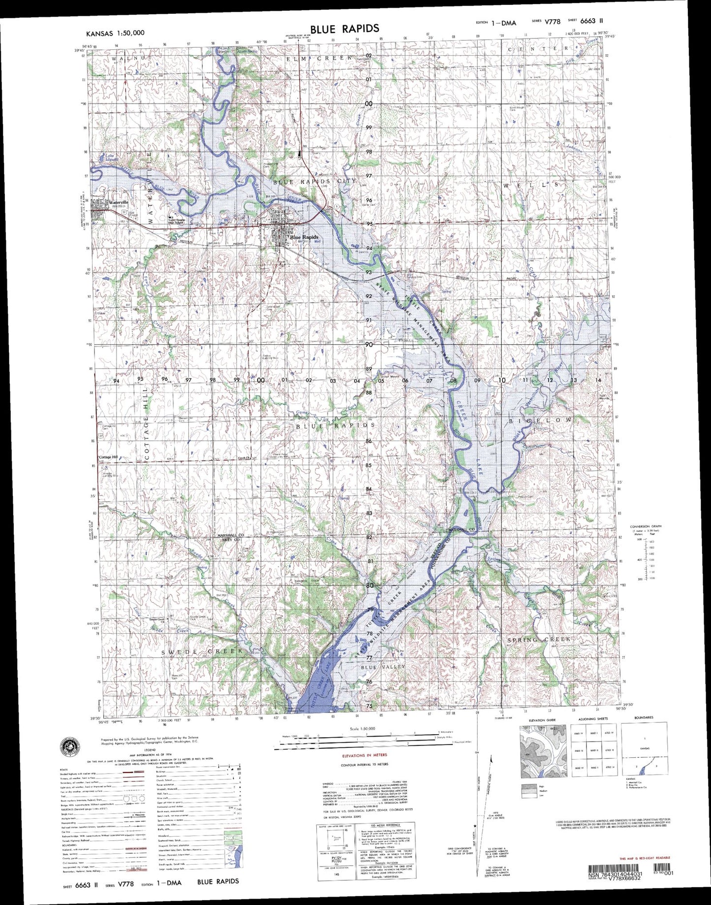 Blue Rapids Kansas Military 1:50,000 Map