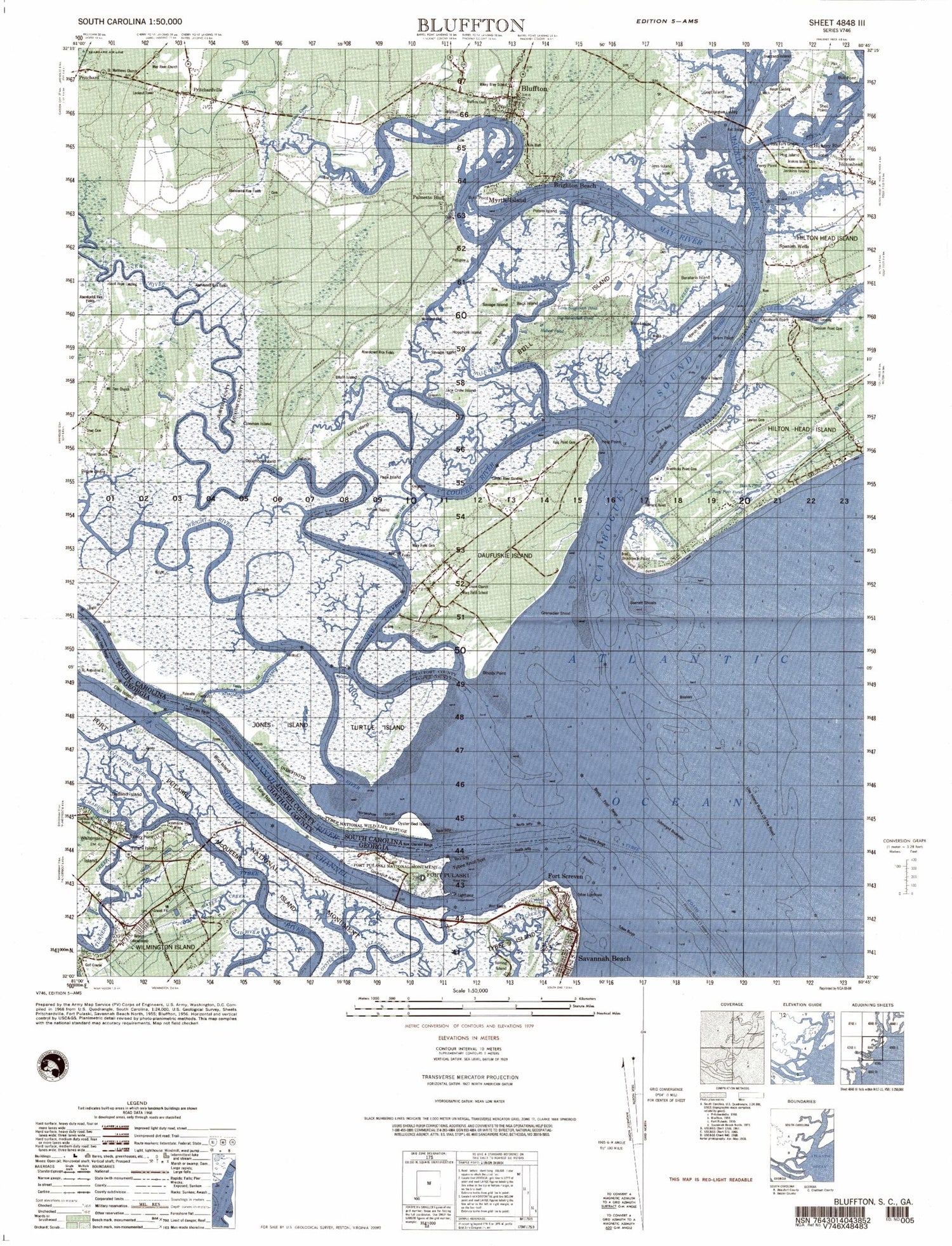 Bluffton South Carolina Military 1:50,000 Map