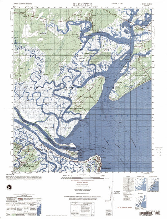 Bluffton South Carolina Military 1:50,000 Map