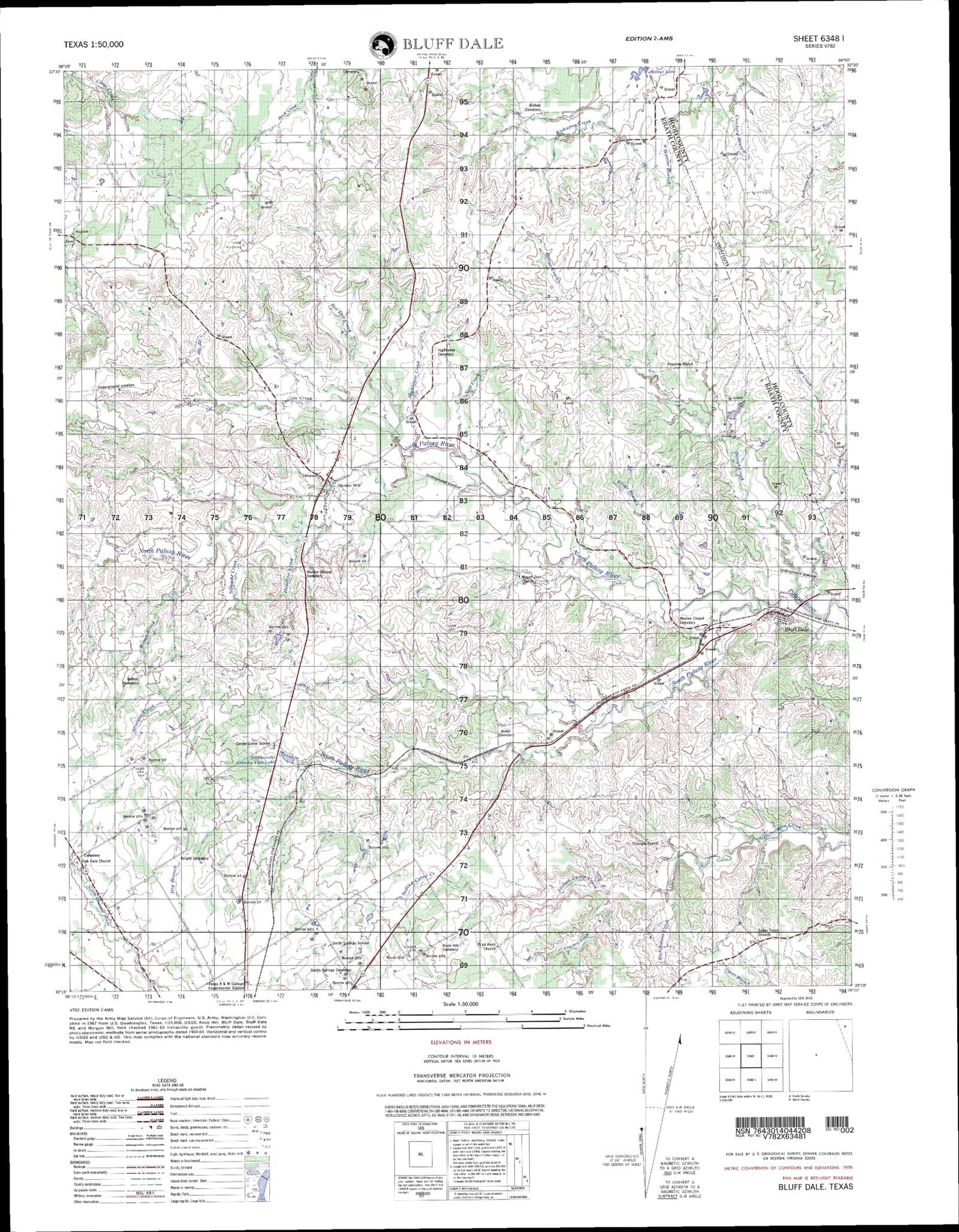 Bluff Dale Texas Military 1:50,000 Map