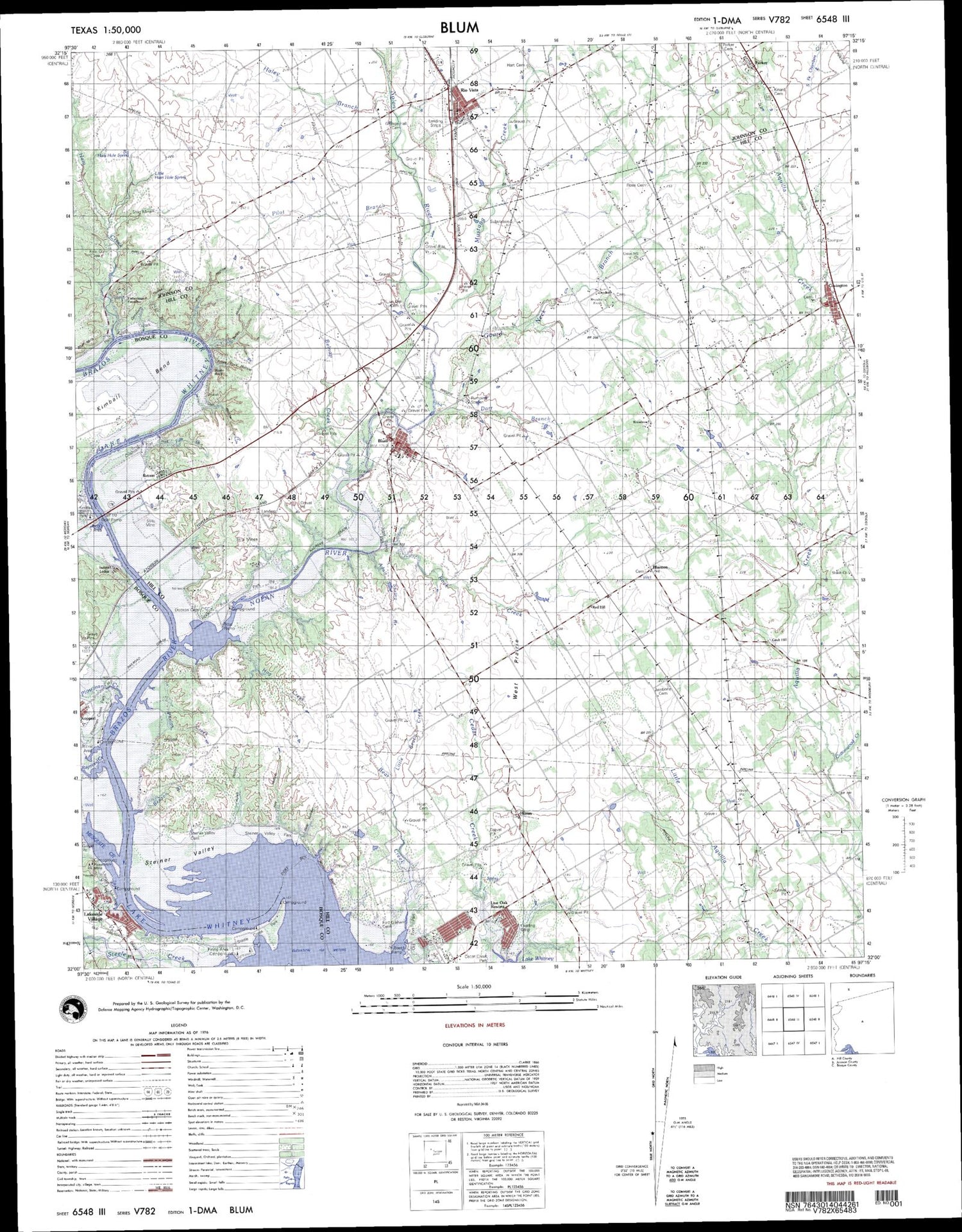 Blum Texas Military 1:50,000 Map