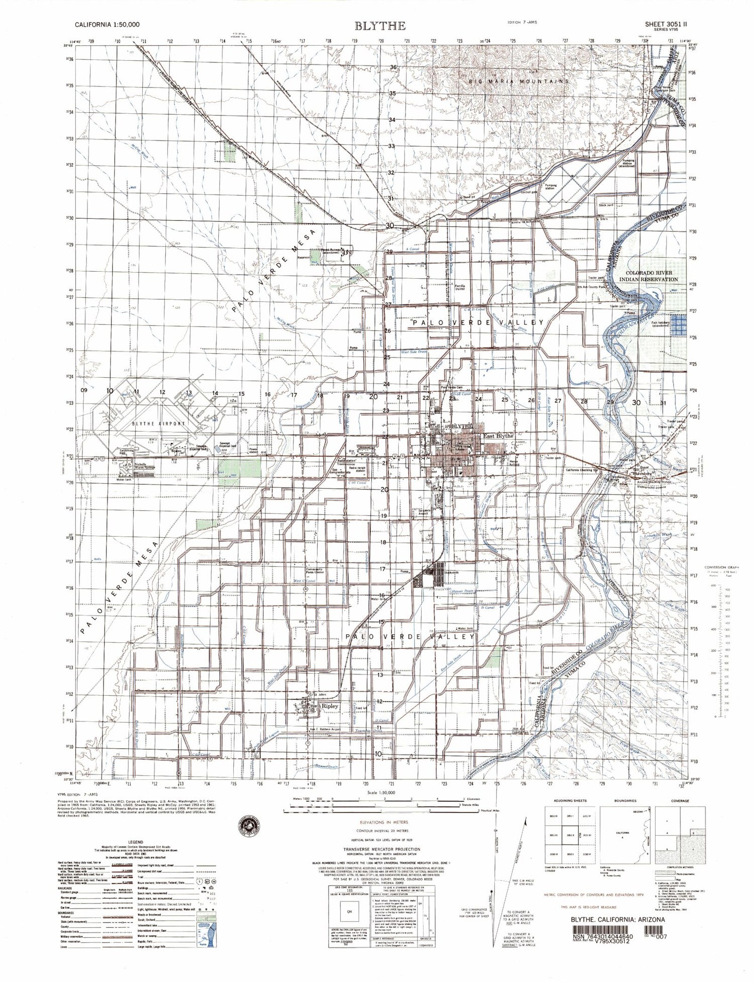 Blythe California Military 1:50,000 Map