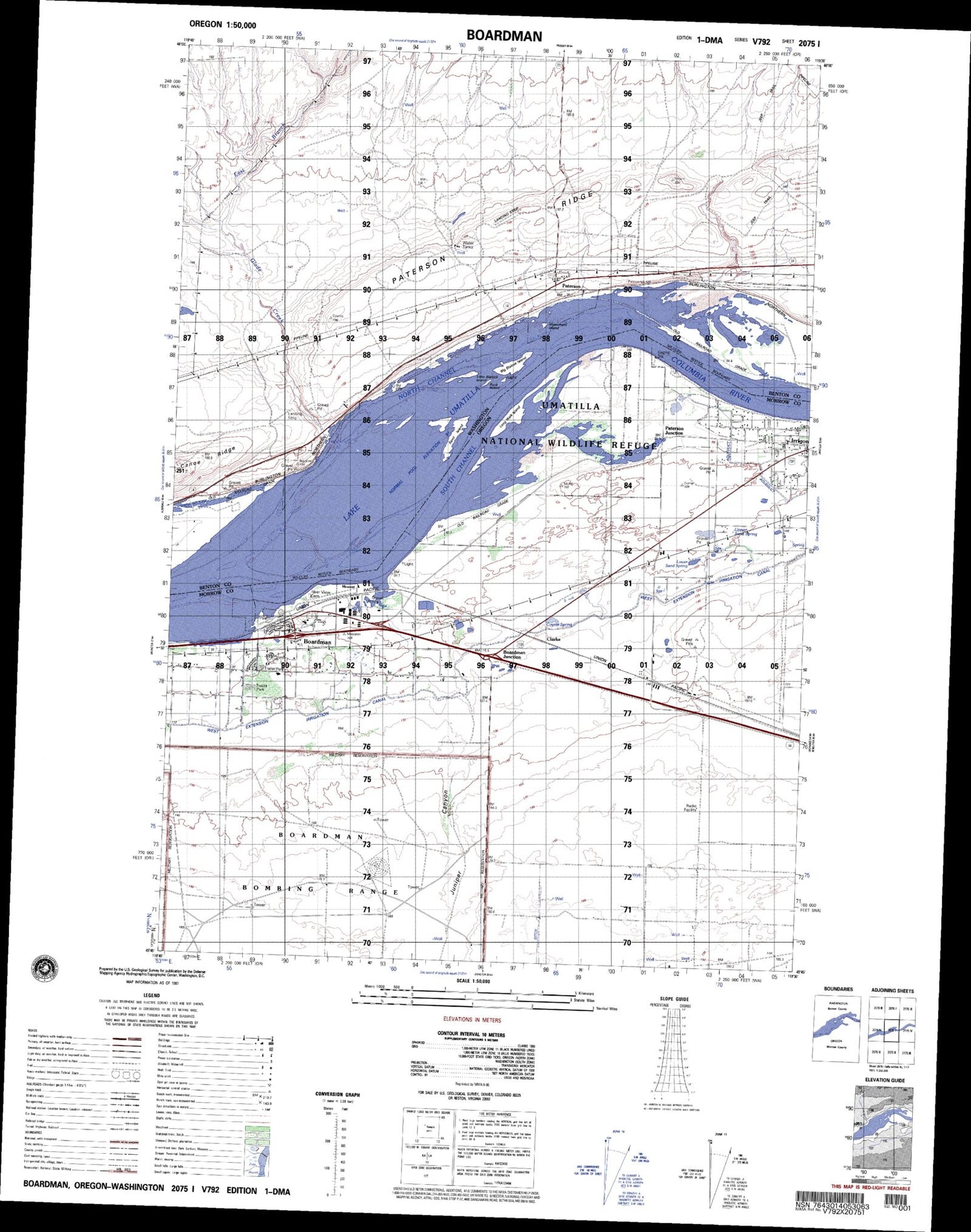 Boardman Oregon Military 1:50,000 Map