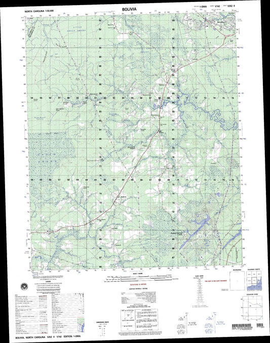 Bolivia North Carolina Military 1:50,000 Map