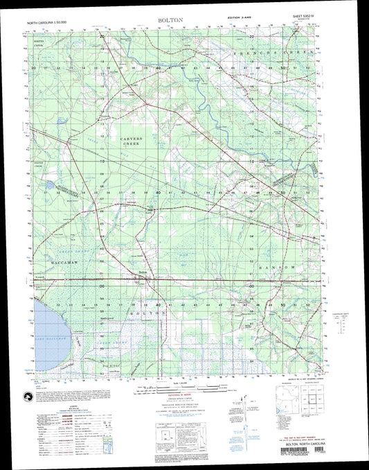 Bolton North Carolina Military 1:50,000 Map