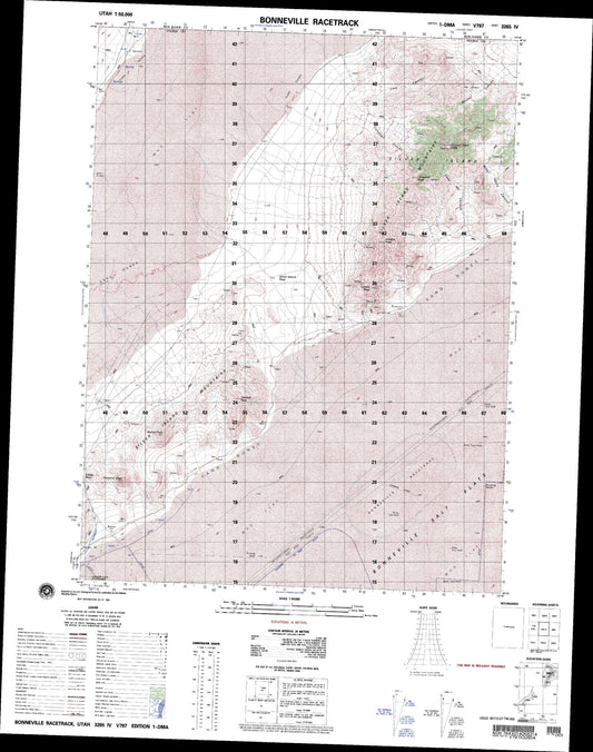 Bonneville Racetrack Utah Military 1:50,000 Map