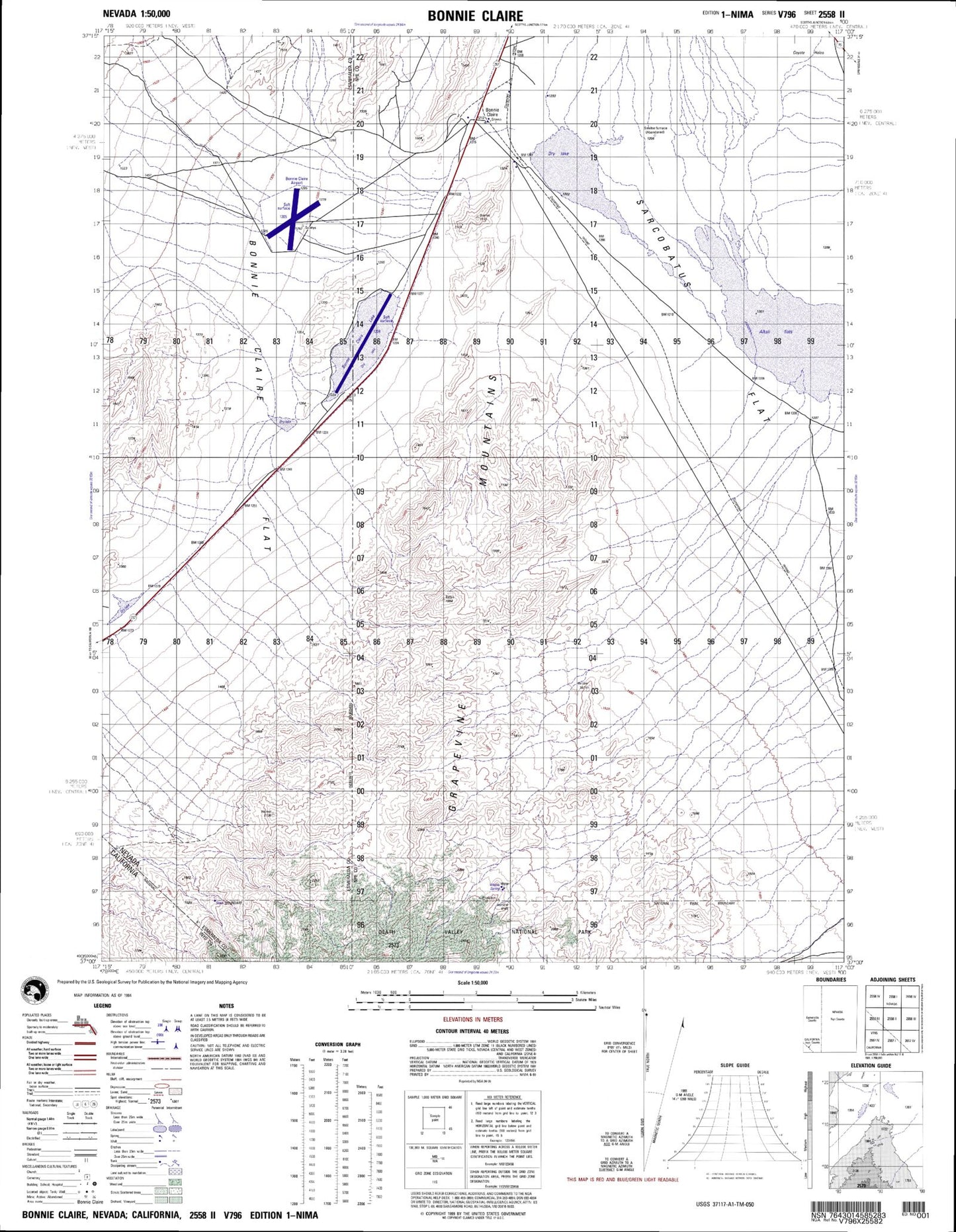 Bonnie Claire Nevada Military 1:50,000 Map