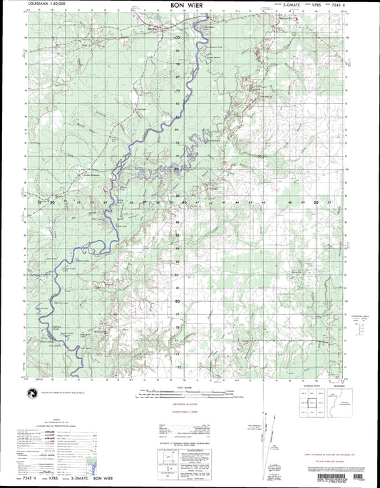 Bon Wier Louisiana Military 1:50,000 Map