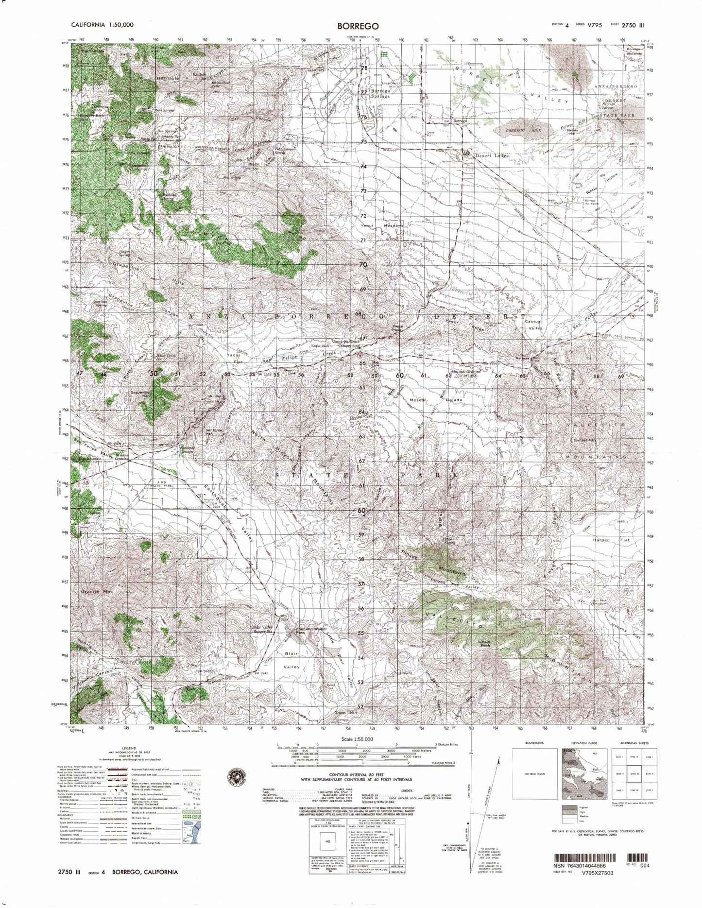 Borrego California Military 1:50,000 Map