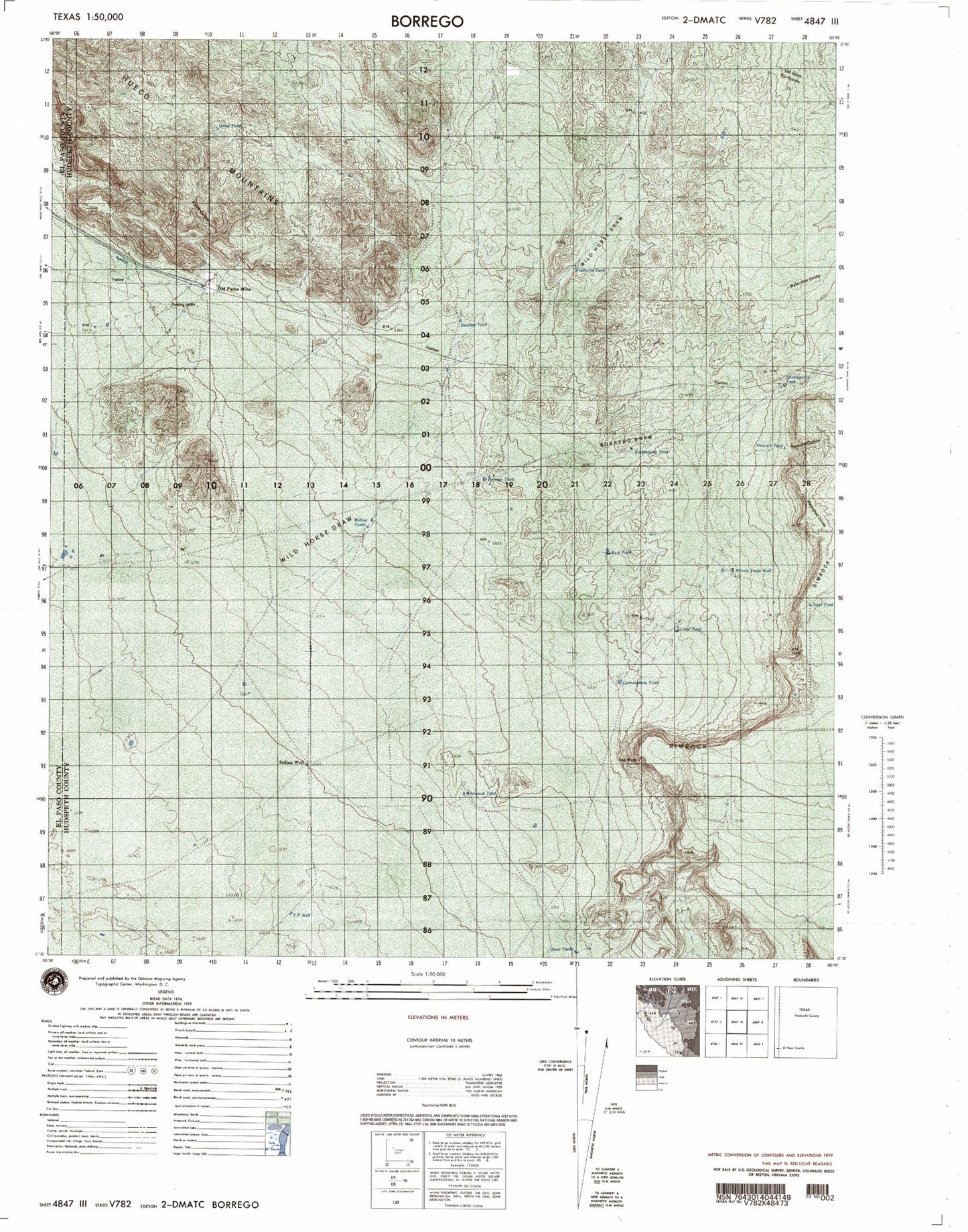 Borrego Texas Military 1:50,000 Map