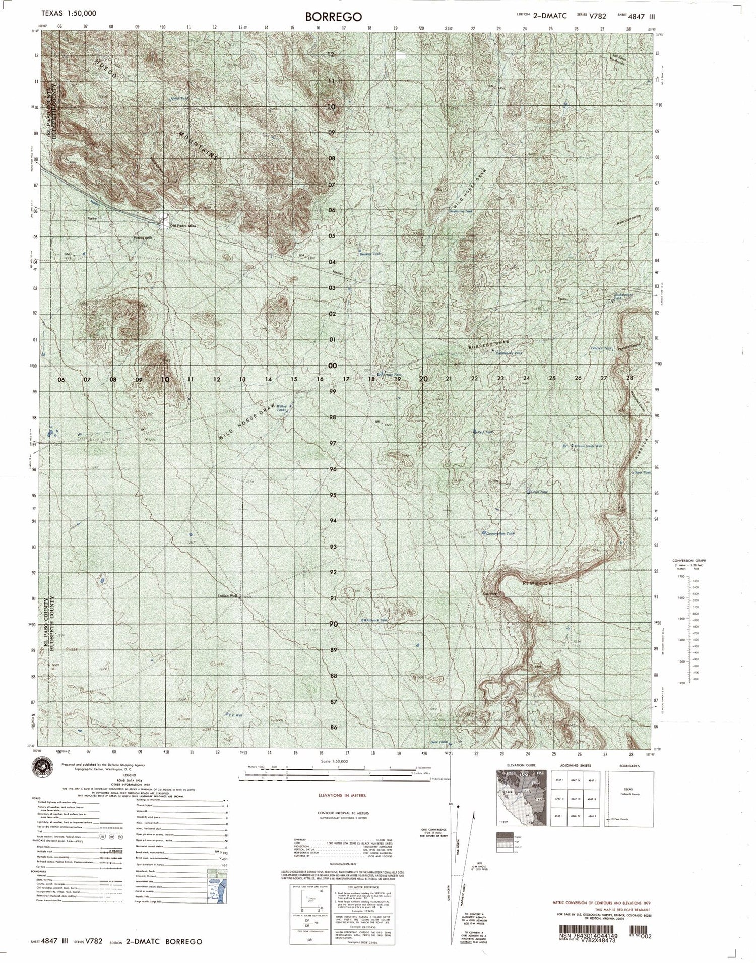 Borrego Texas Military 1:50,000 Map