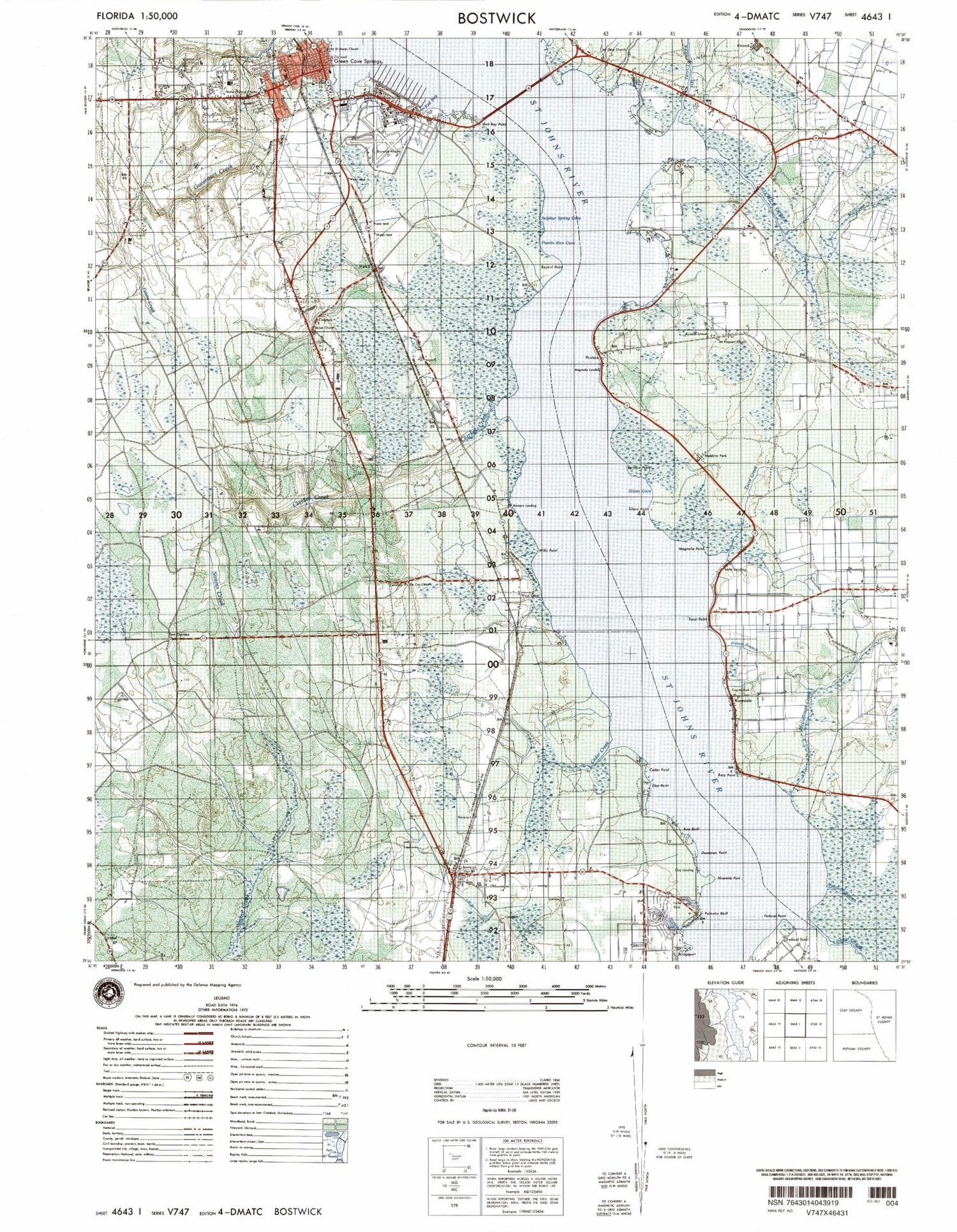 Bostwick Florida Military 1:50,000 Map