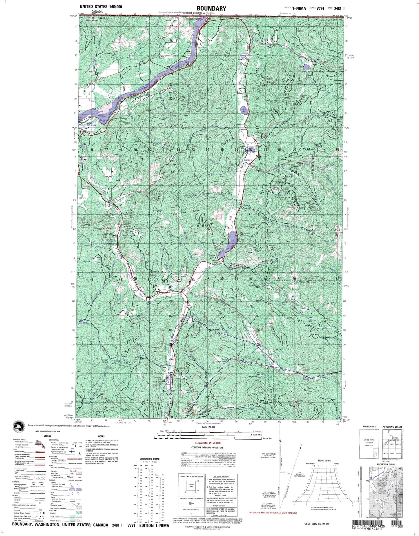 Boundary Washington Military 1:50,000 Map