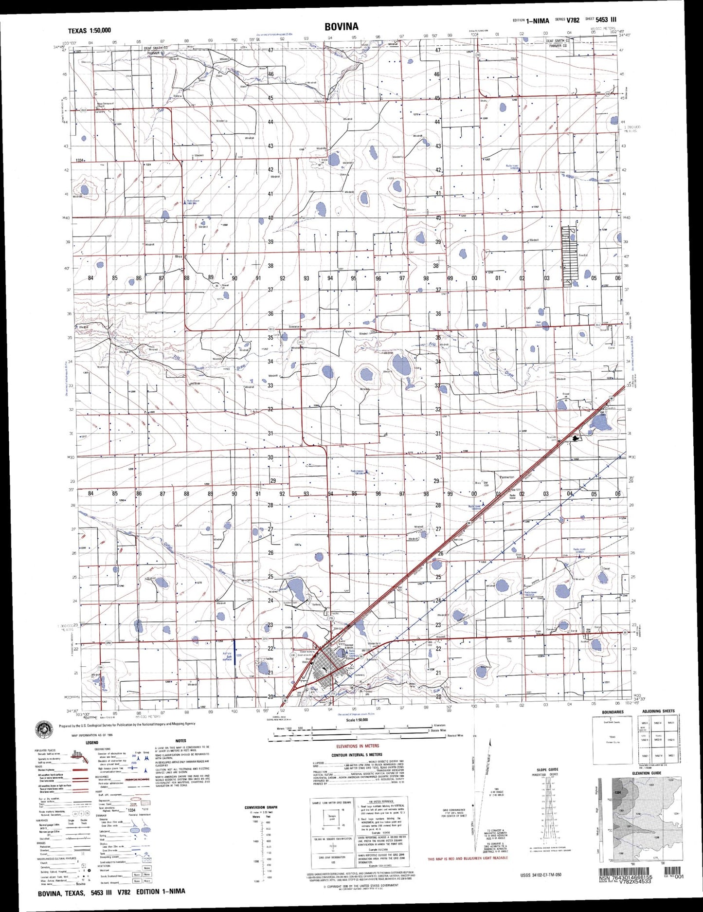 Bovina Texas Military 1:50,000 Map