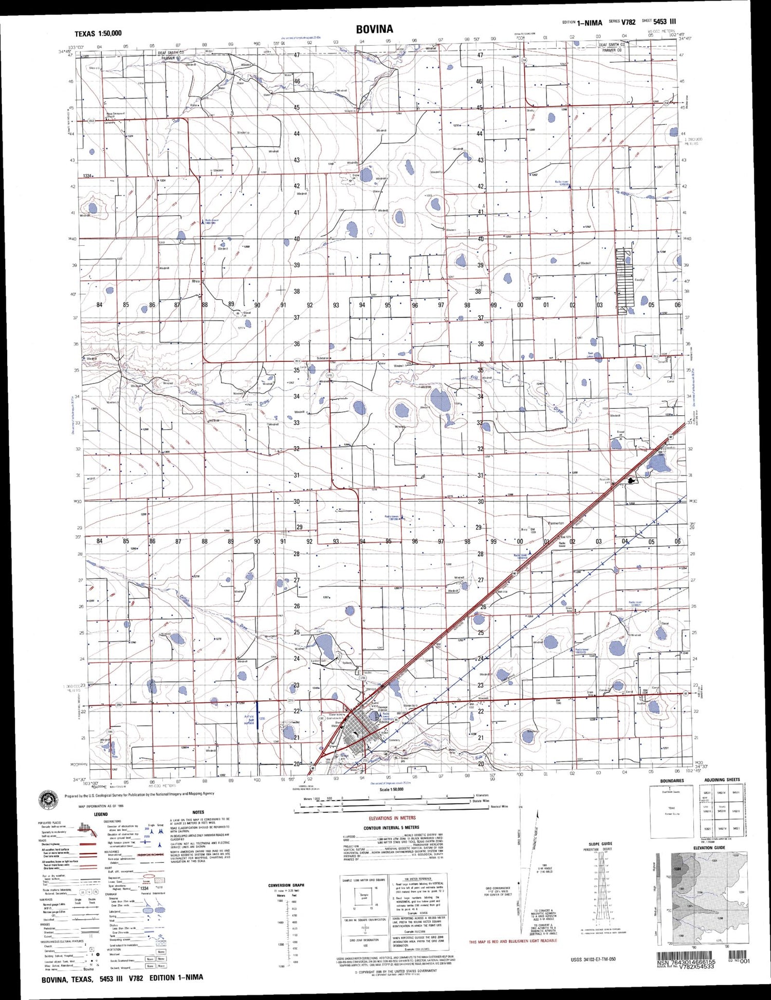 Bovina Texas Military 1:50,000 Map