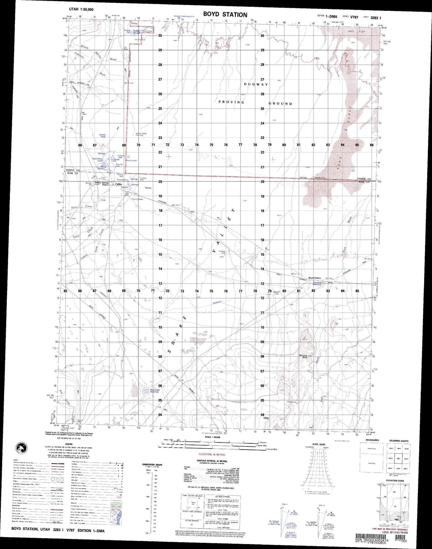 Boyd Station Utah Military 1:50,000 Map