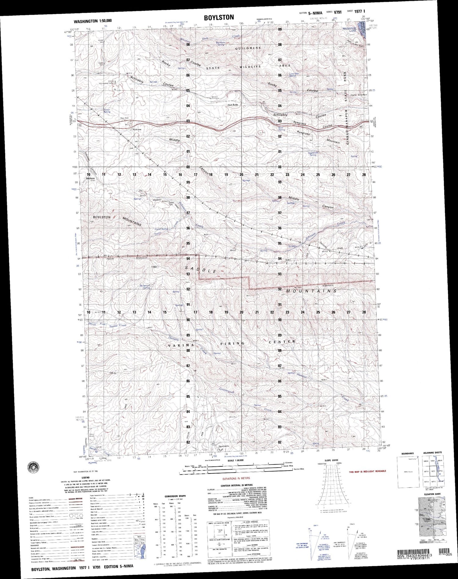 Boylston Washington Military 1:50,000 Map