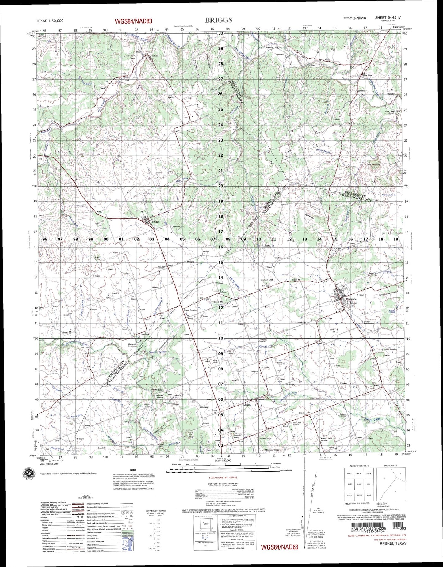 Briggs Texas Military 1:50,000 Map