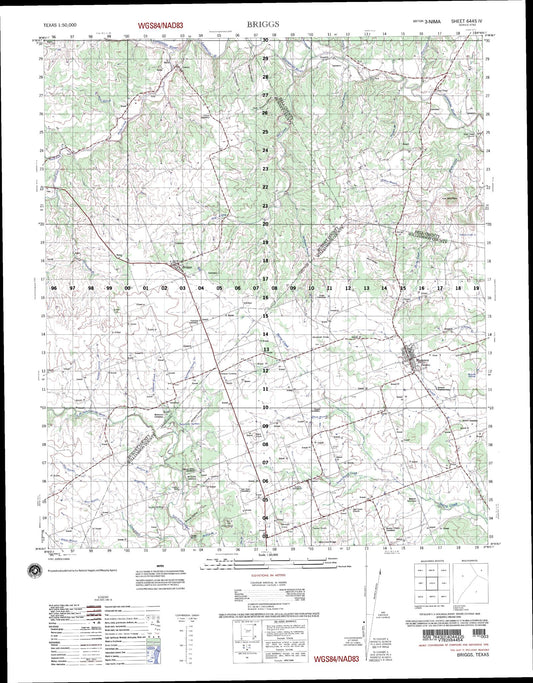 Briggs Texas Military 1:50,000 Map