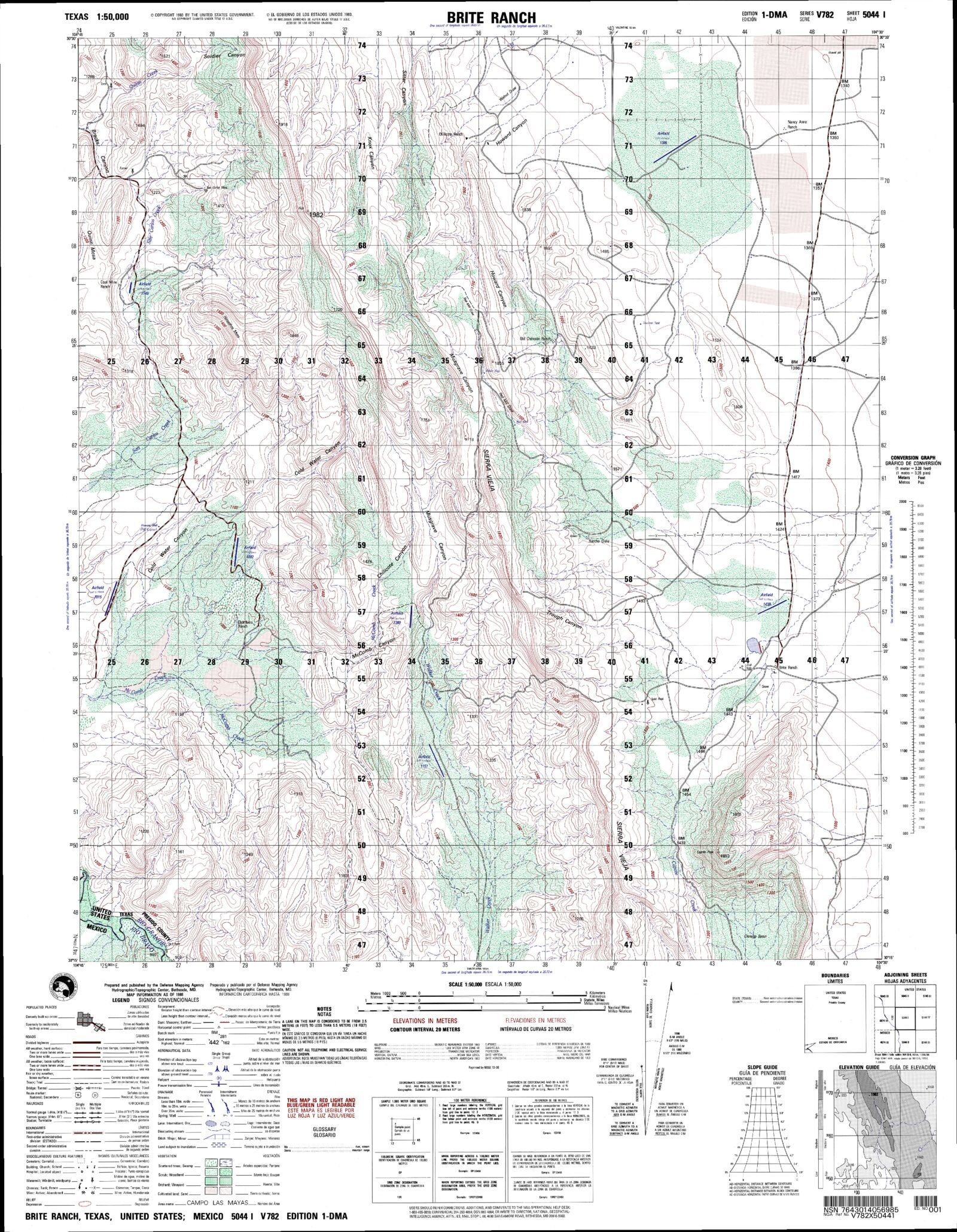 Brite Ranch Texas Military 1:50,000 Map – MyTopo Map Store
