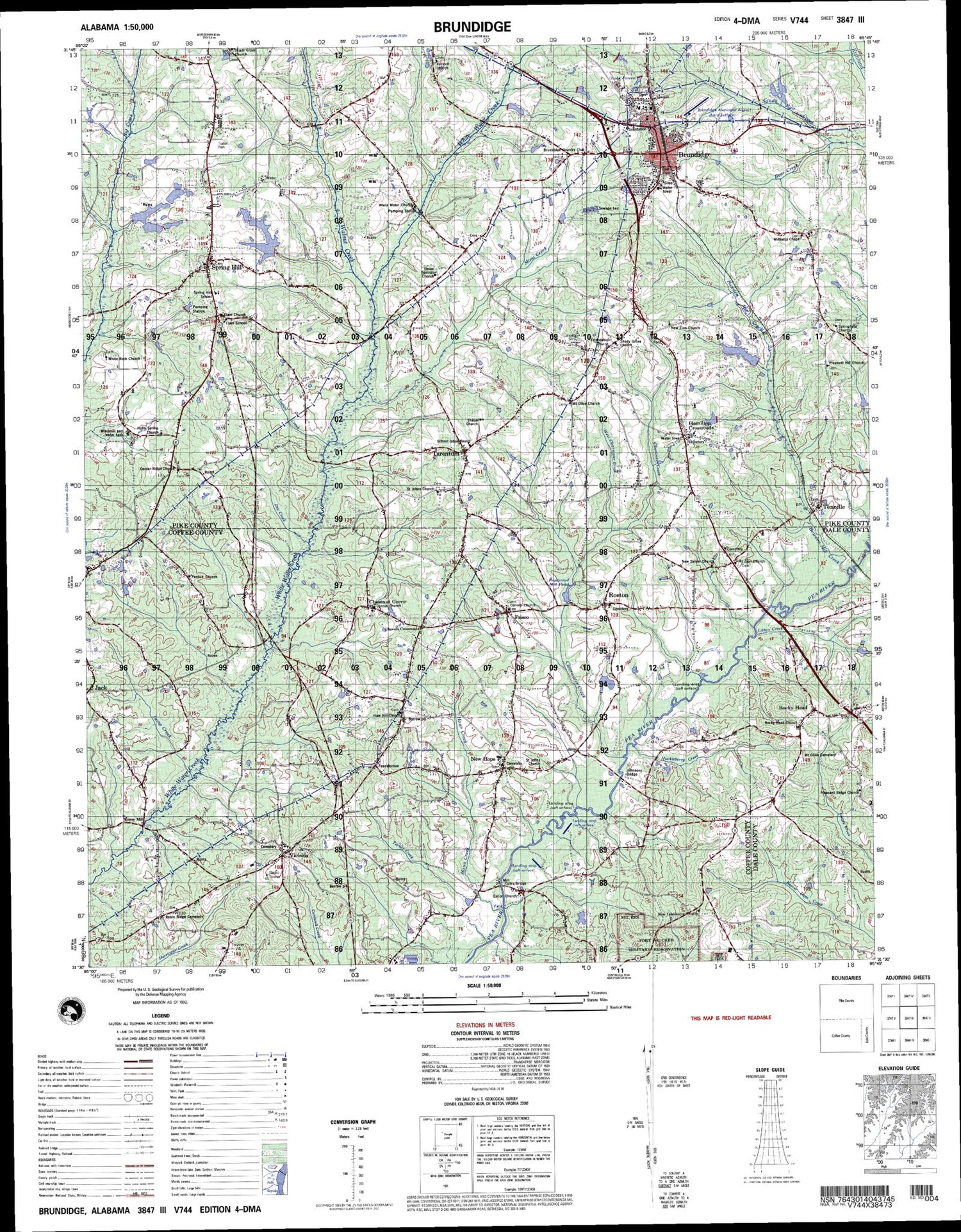 Brundidge Alabama Military 1:50,000 Map