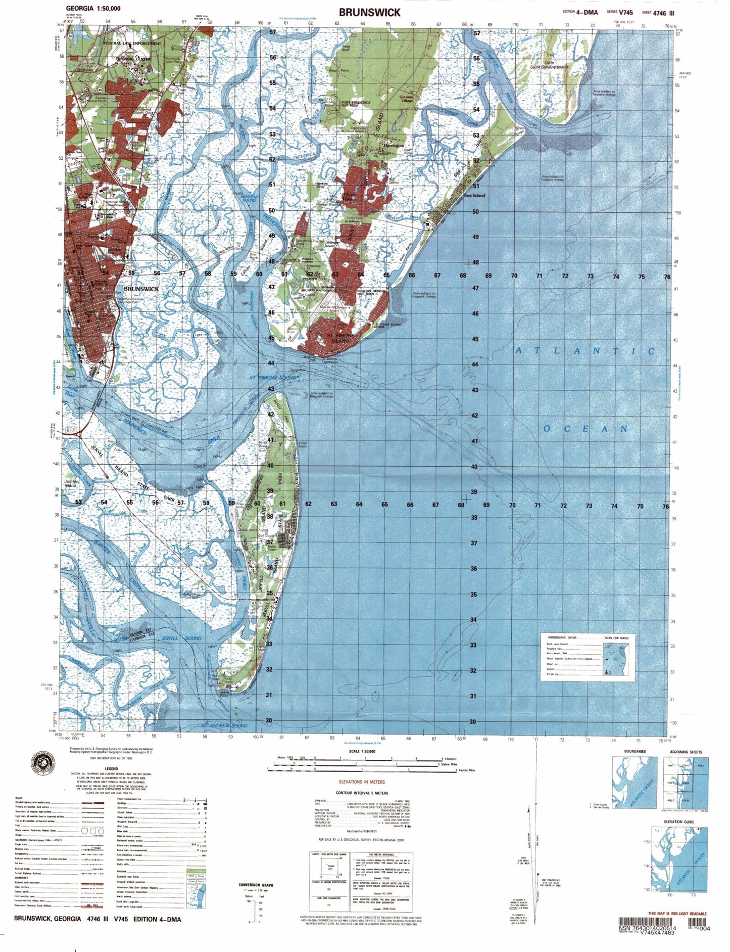 Brunswick Georgia Military 1:50,000 Map