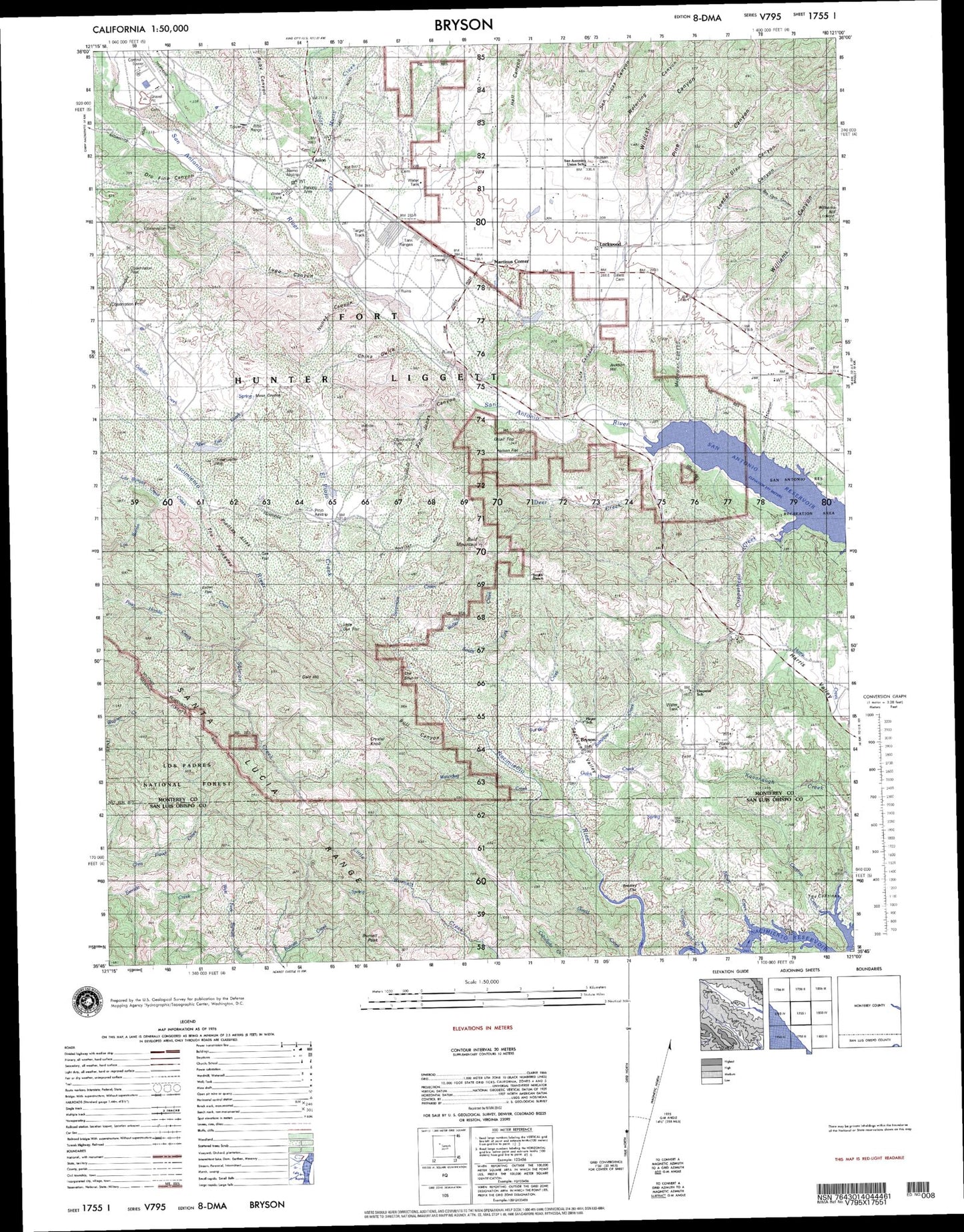 Bryson California Military 1:50,000 Map