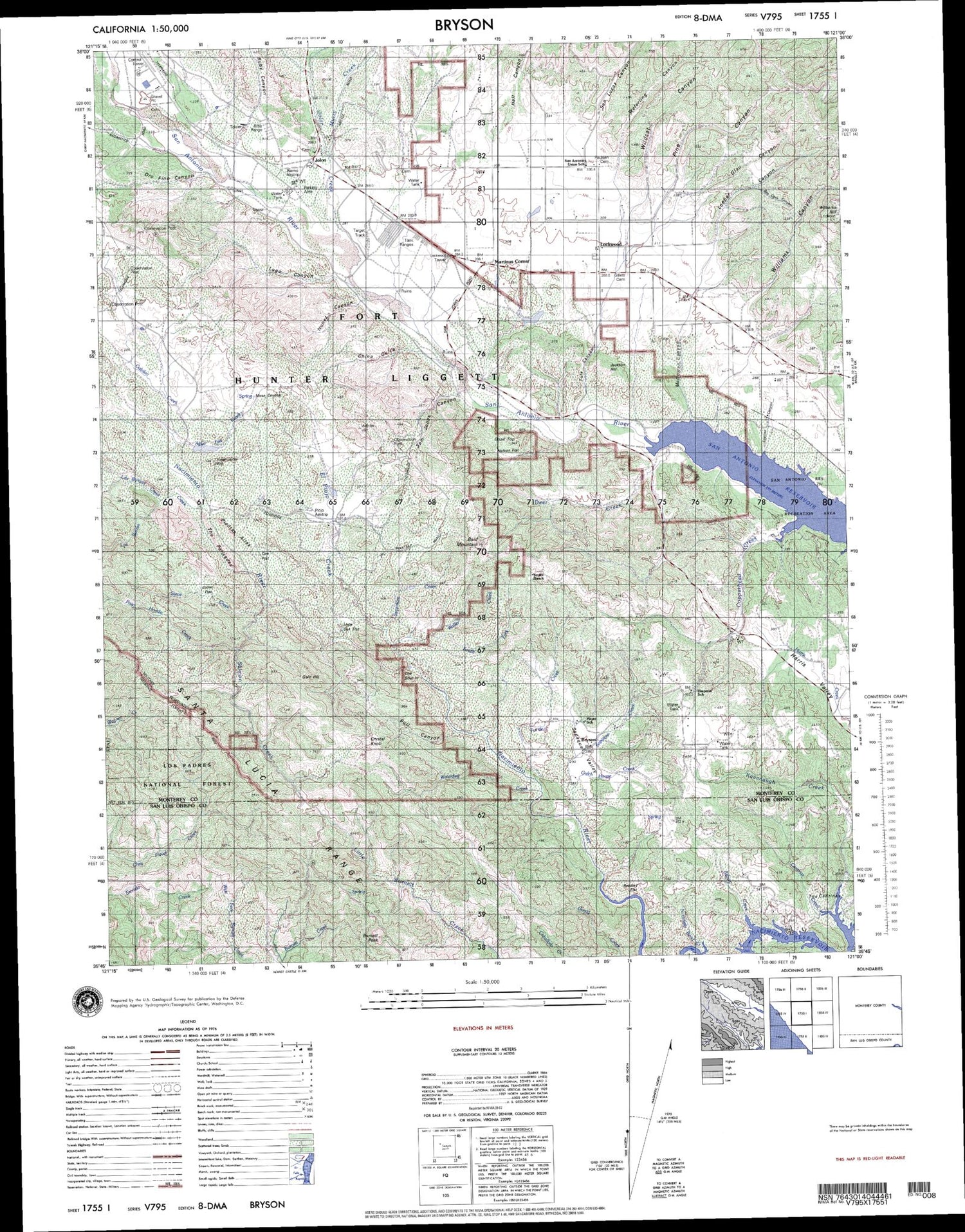 Bryson California Military 1:50,000 Map