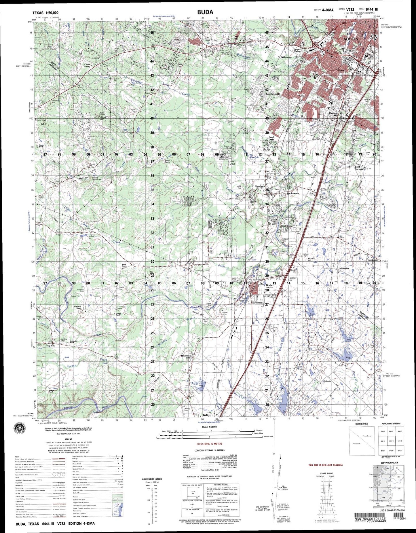 Buda Texas Military 1:50,000 Map