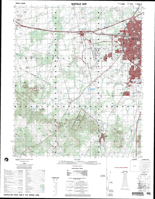 Buffalo Gap Texas Military 1:50,000 Map