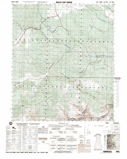 Bullis Gap Range Texas Military 1:50,000 Map