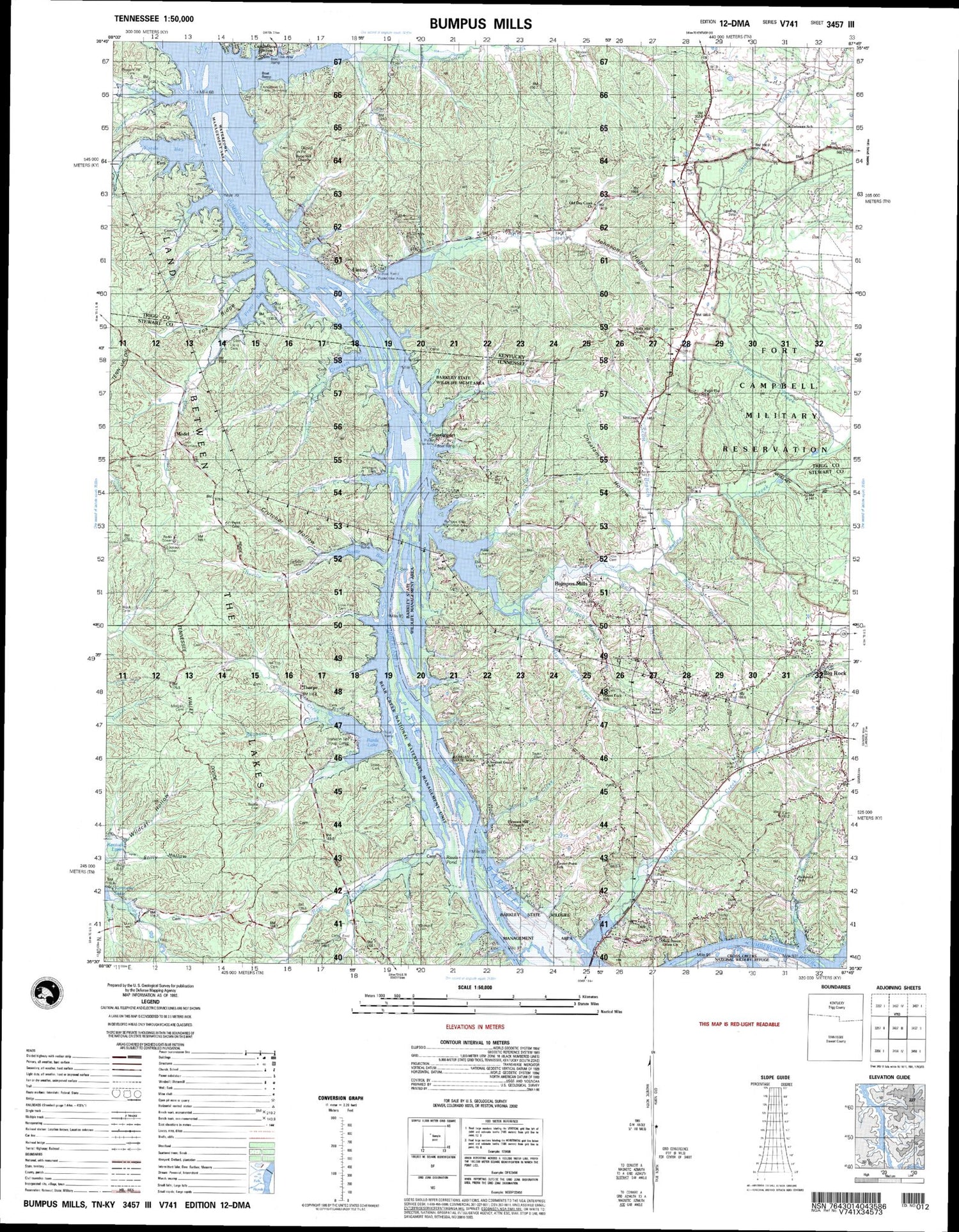 Bumpus Mills Kentucky Military 1:50,000 Map