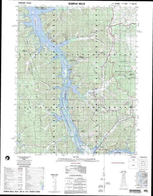 Bumpus Mills Kentucky Military 1:50,000 Map