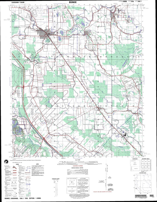 Bunkie Louisiana Military 1:50,000 Map