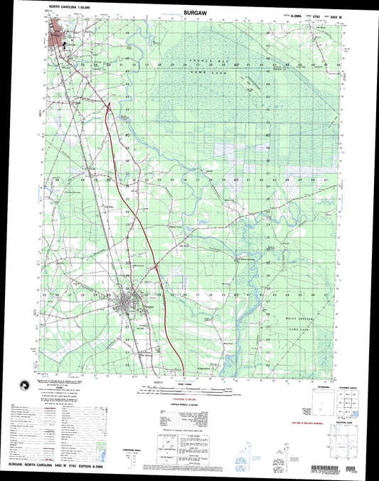 Burgaw North Carolina Military 1:50,000 Map