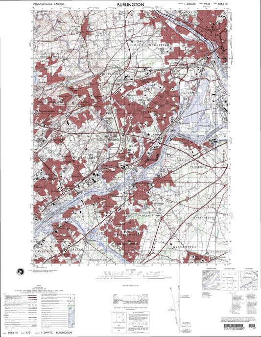 Burlington Pennsylvania Military 1:50,000 Map