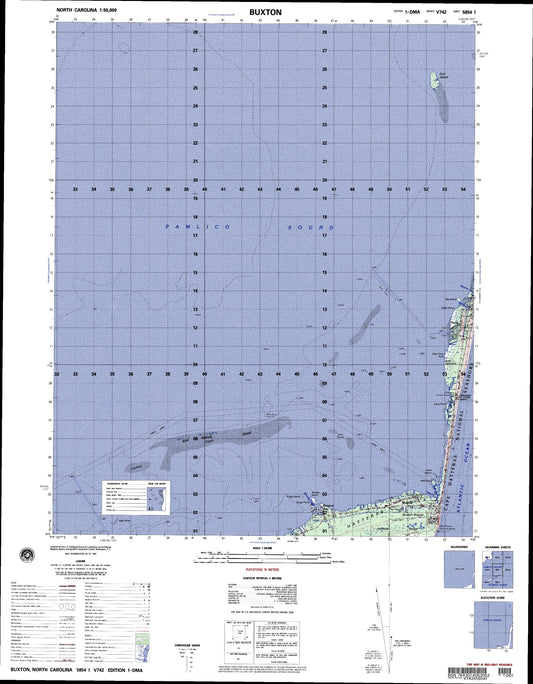 Buxton North Carolina Military 1:50,000 Map