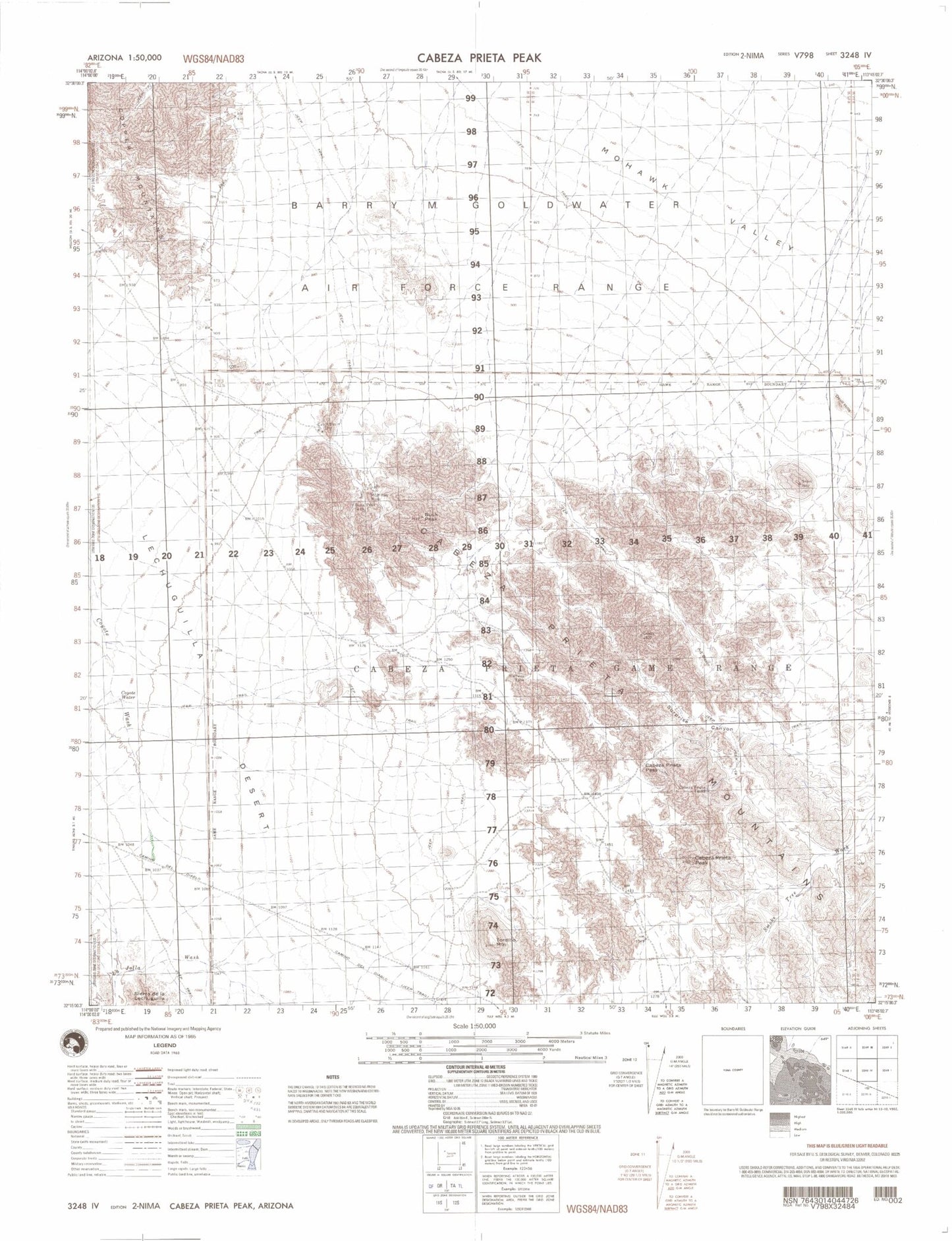 Cabeza Prieta Peak Arizona Military 1:50,000 Map