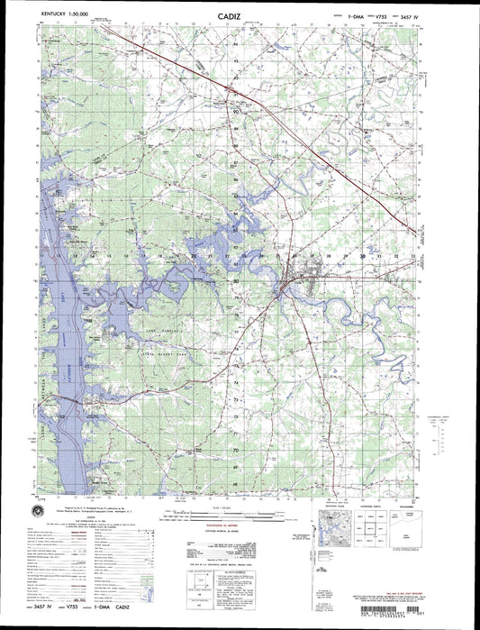 Cadiz Kentucky Military 1:50,000 Map