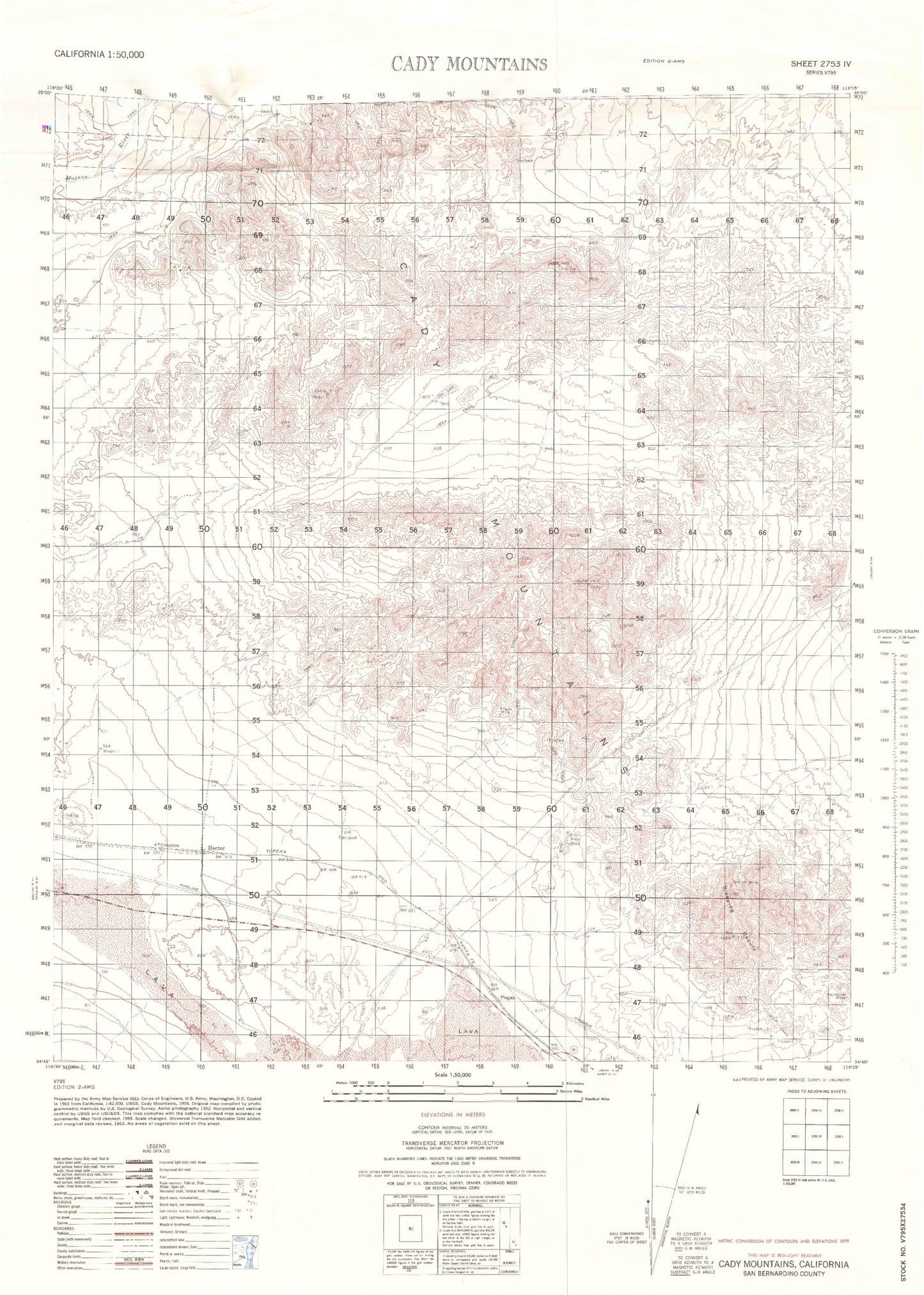 Cady Mountains California Military 1:50,000 Map