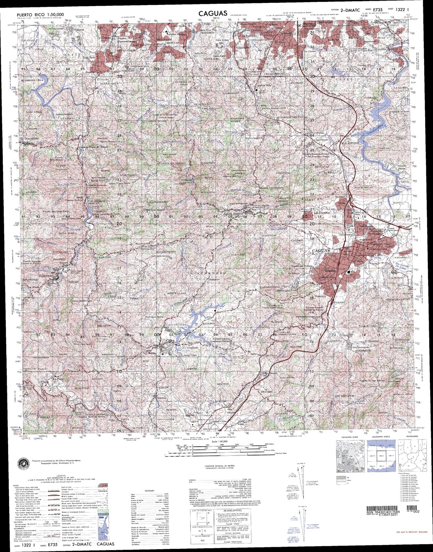 Caguas Puerto Rico Military 1:50,000 Map