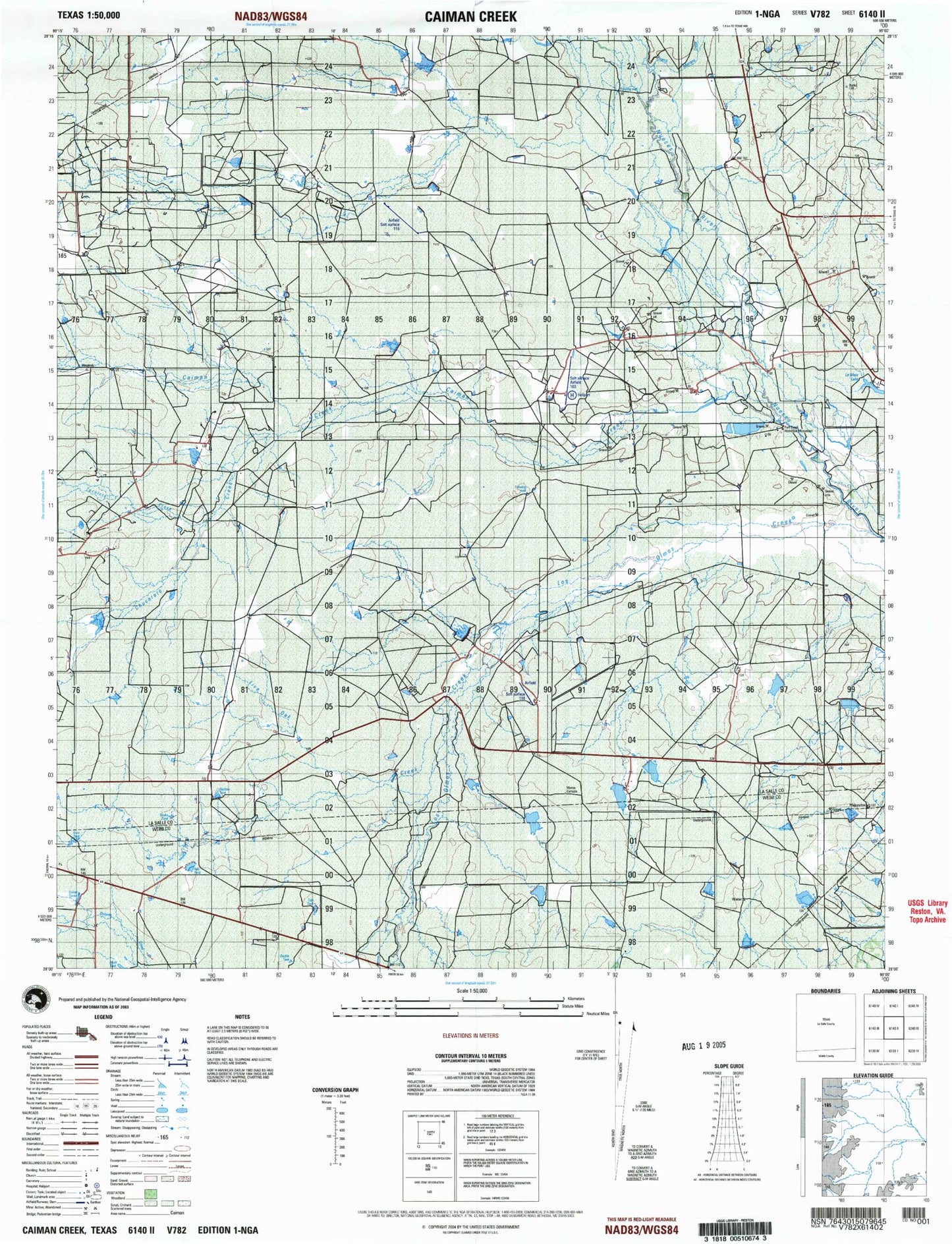 Caiman Creek Texas Military 1:50,000 Map