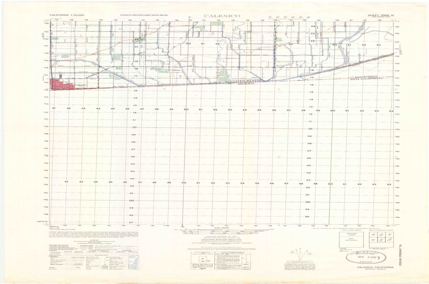 Calexico California Military 1:50,000 Map