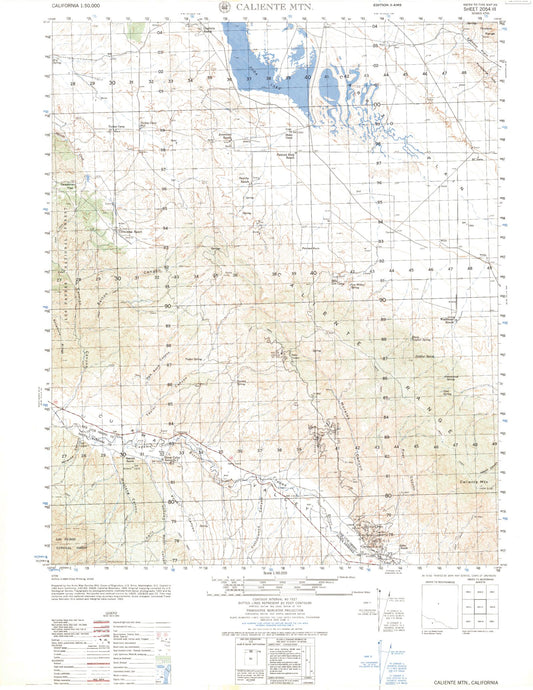 Caliente Mountain California Military 1:50,000 Map