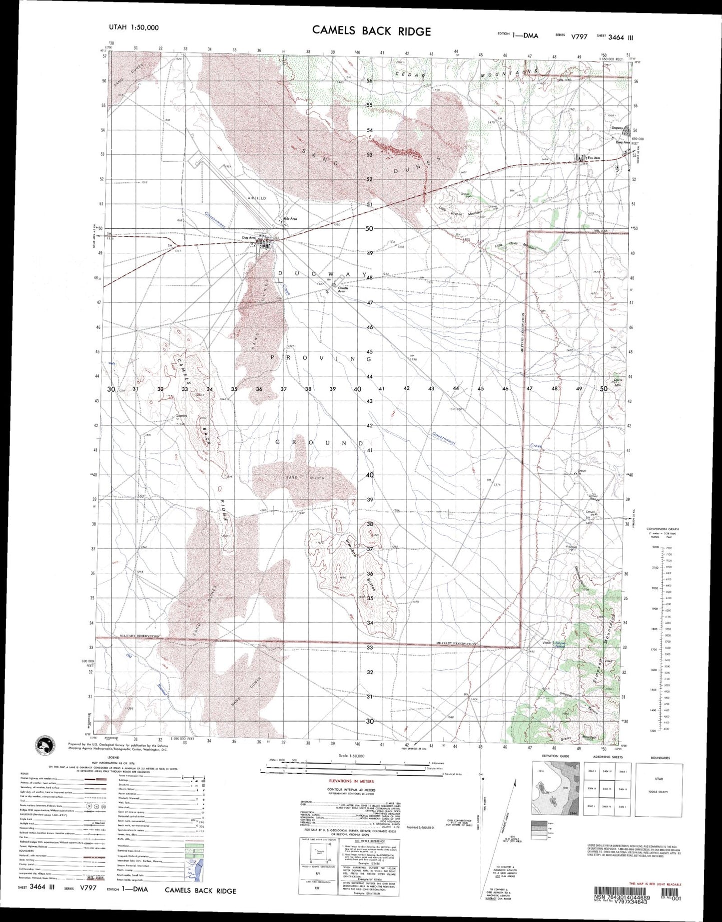 Camels Back Ridge Utah Military 1:50,000 Map