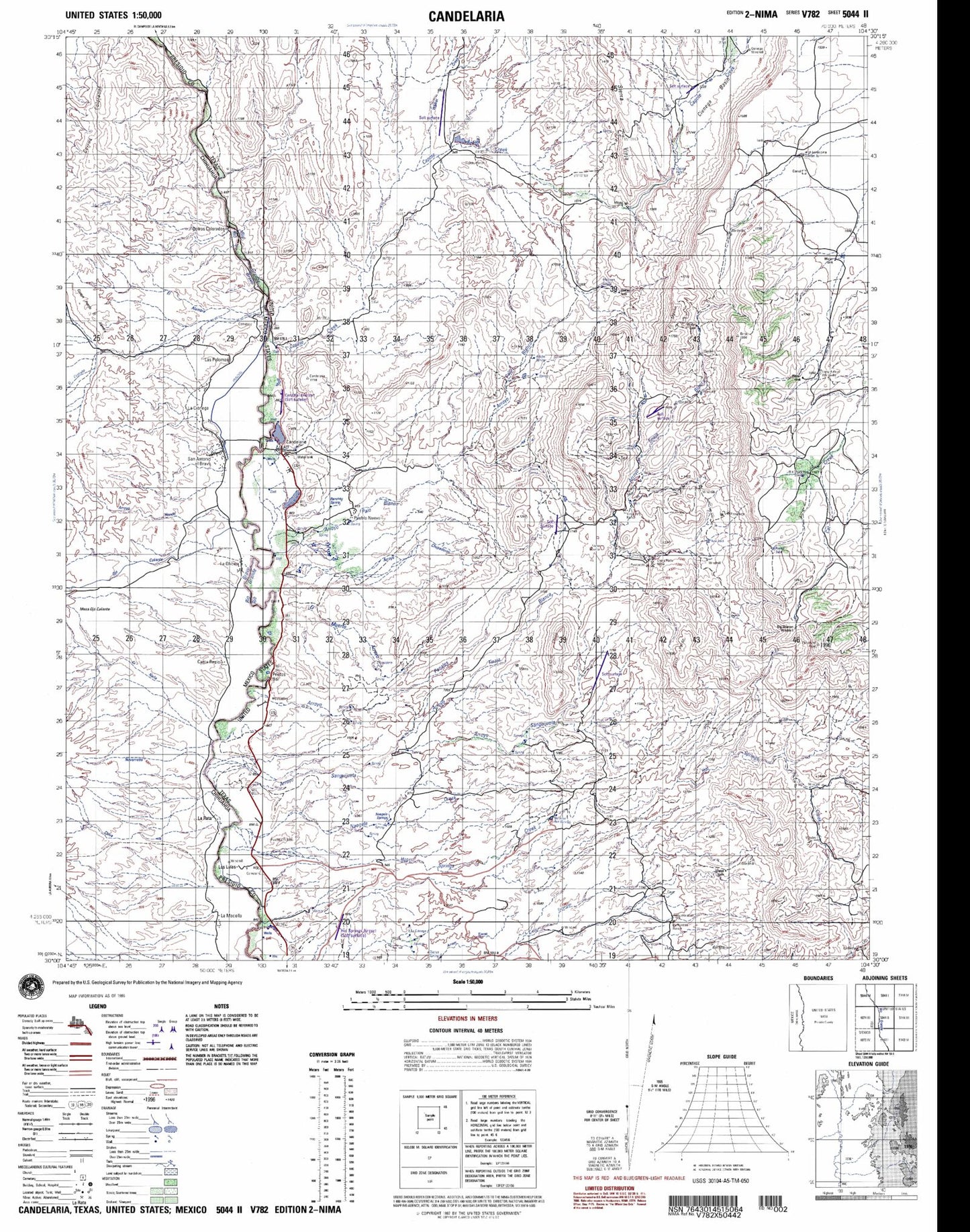 Candelaria Texas Military 1:50,000 Map